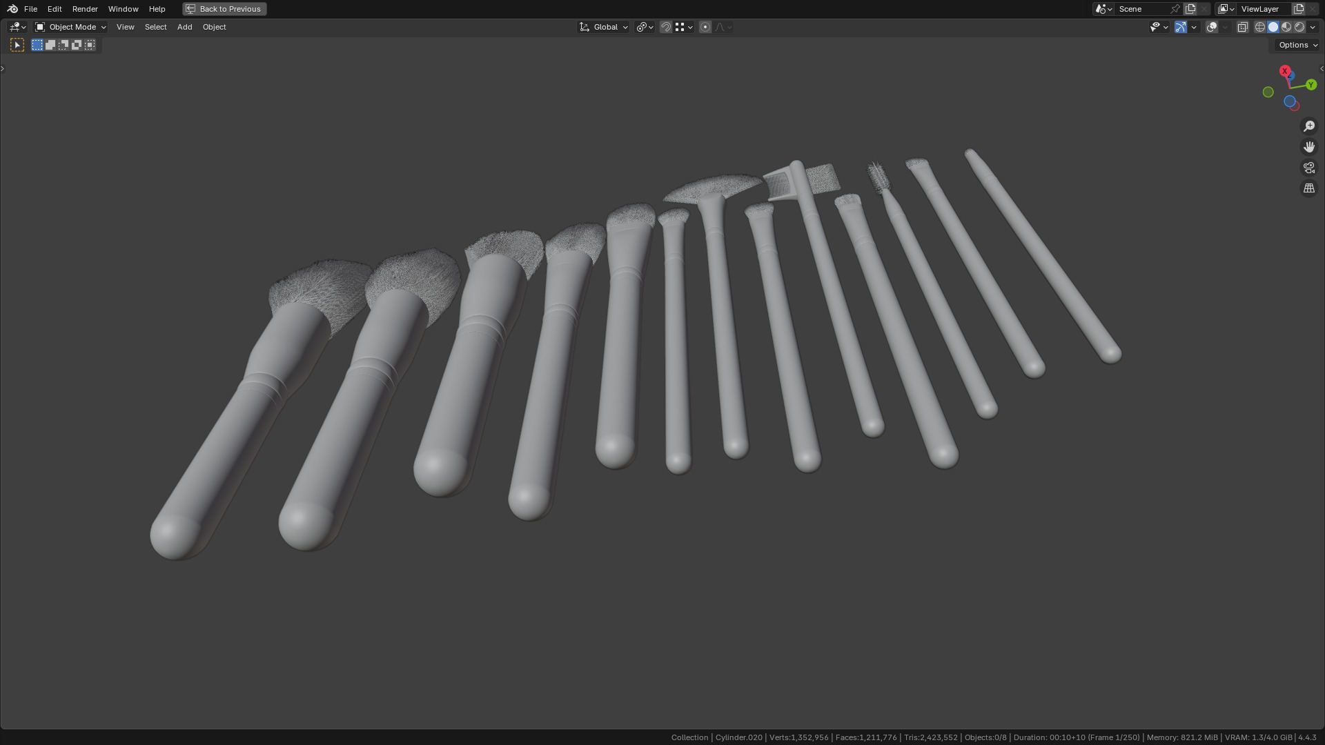 Make Up Brushes Set PBR 3D Model Collection_28