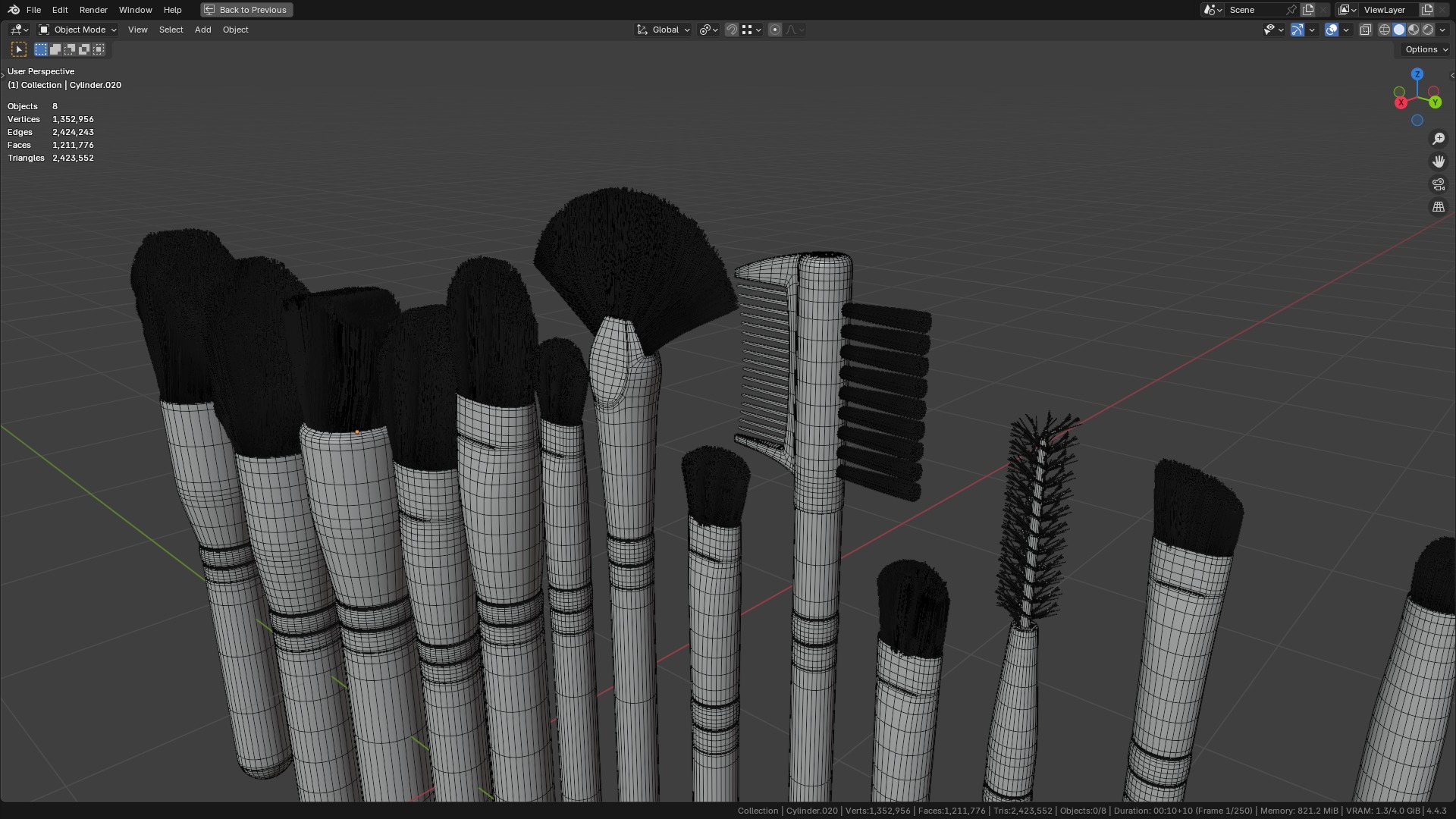 Make Up Brushes Set PBR 3D Model Collection_33