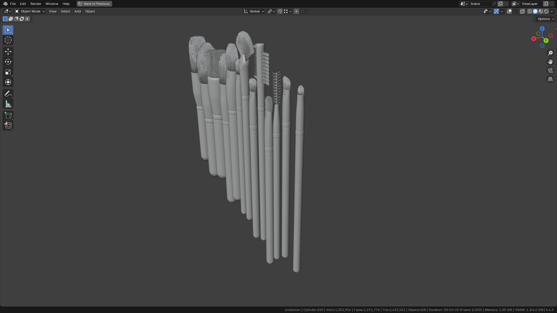 Make Up Brushes Set PBR 3D Model Collection_15