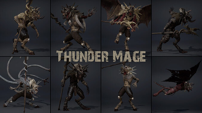 Thunder Mage Low-poly 3D model