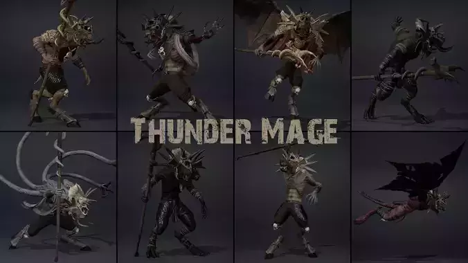 Thunder Mage Low-poly 3D model