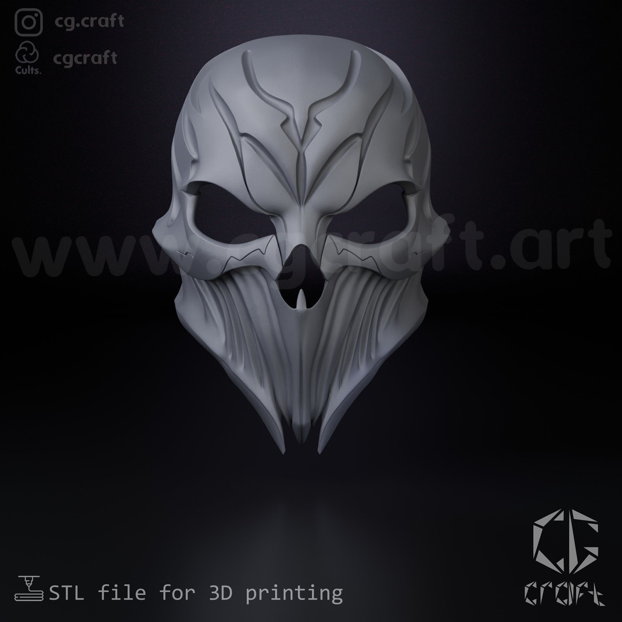 Demon skull mask  3D print model_2