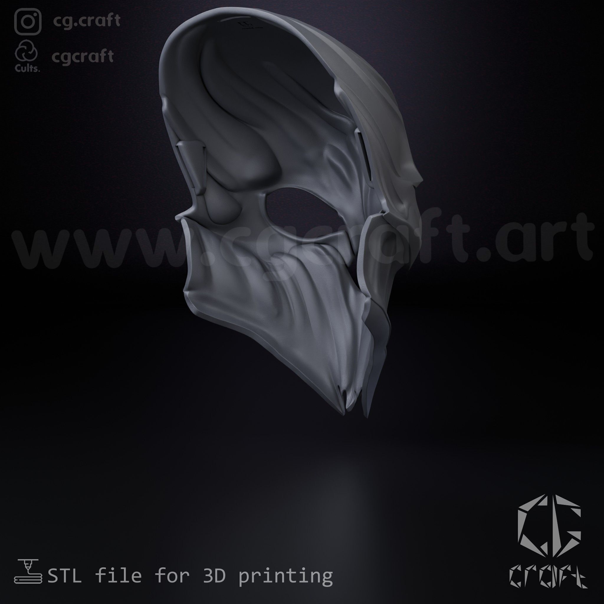 Demon skull mask  3D print model_3