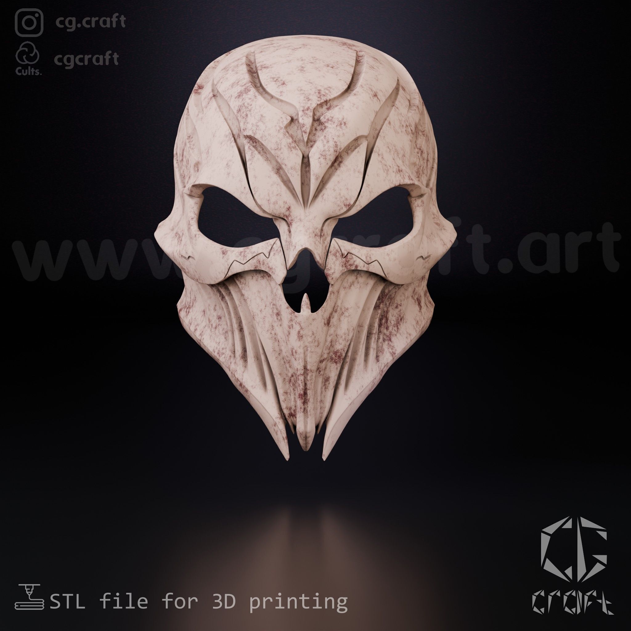 Demon skull mask  3D print model_4