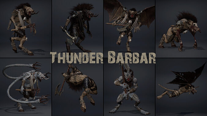 Thunder Barbarian Low-poly 3D model