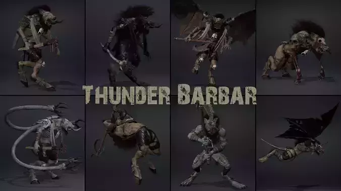 Thunder Barbarian Low-poly 3D model