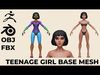 Teenage Girl Base Mesh Low-poly 3D model_1