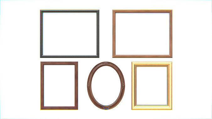 Classic Photo and Mirror Frame Set 02 Low-poly 3D model