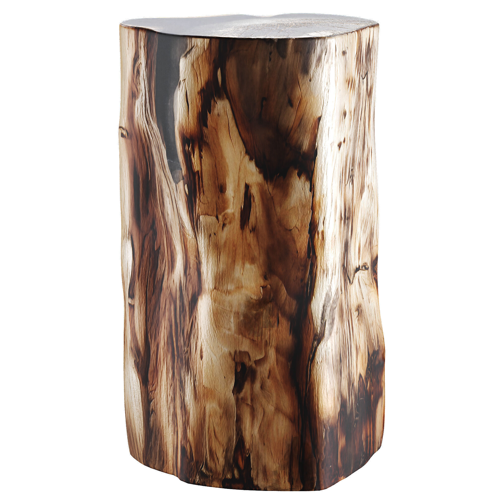 Hand-Polished Petrified Wood Stool Low-poly 3D model_7