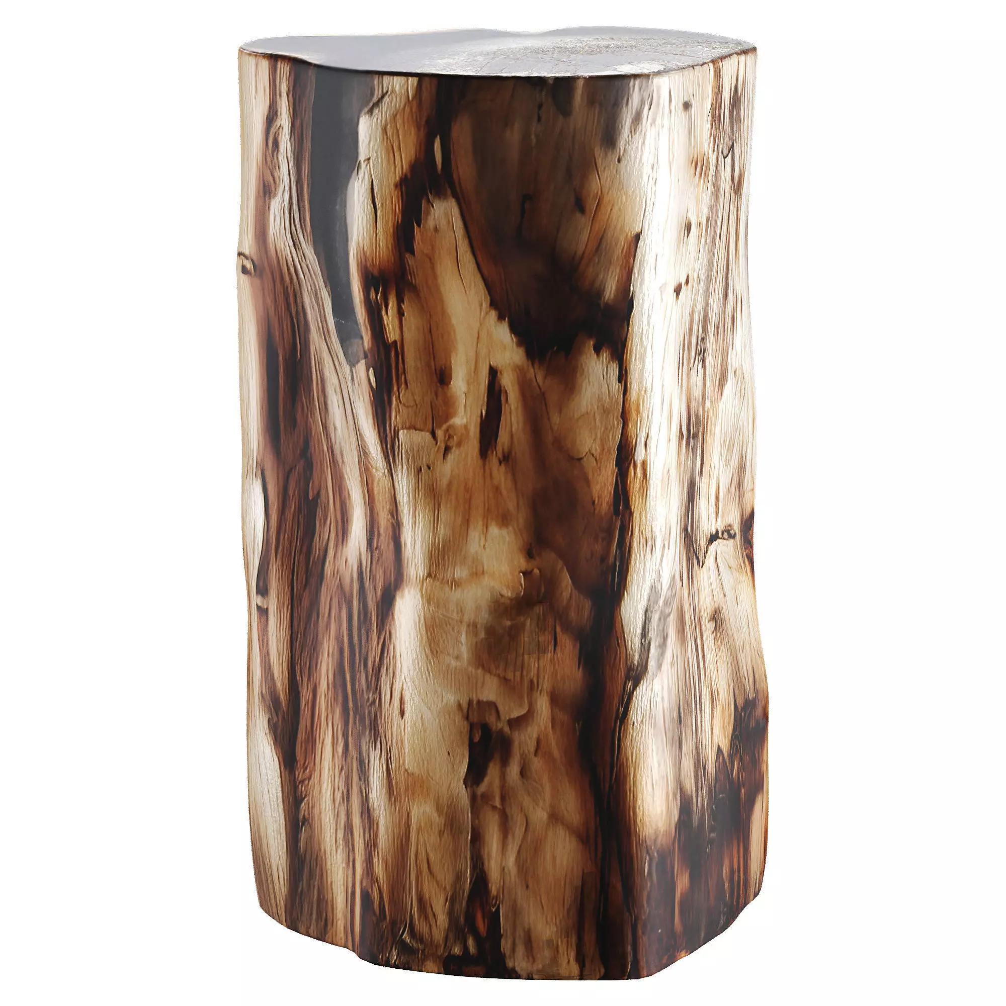 Hand-Polished Petrified Wood Stool Low-poly 3D model_0