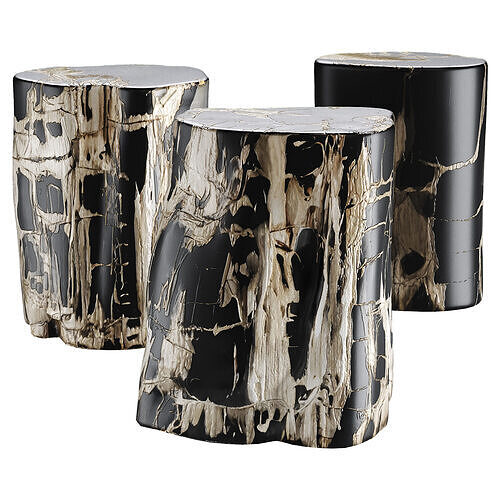 Hand-Polished Petrified Wood Stool Low-poly 3D model
