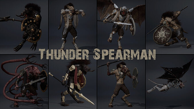 Thunder Spearman Low-poly 3D model