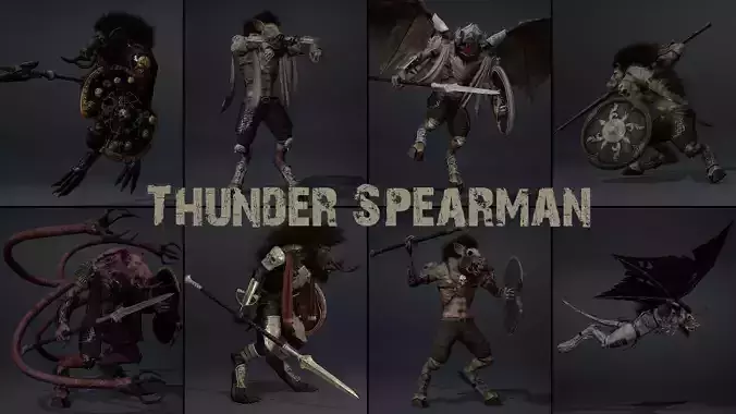 Thunder Spearman Low-poly 3D model