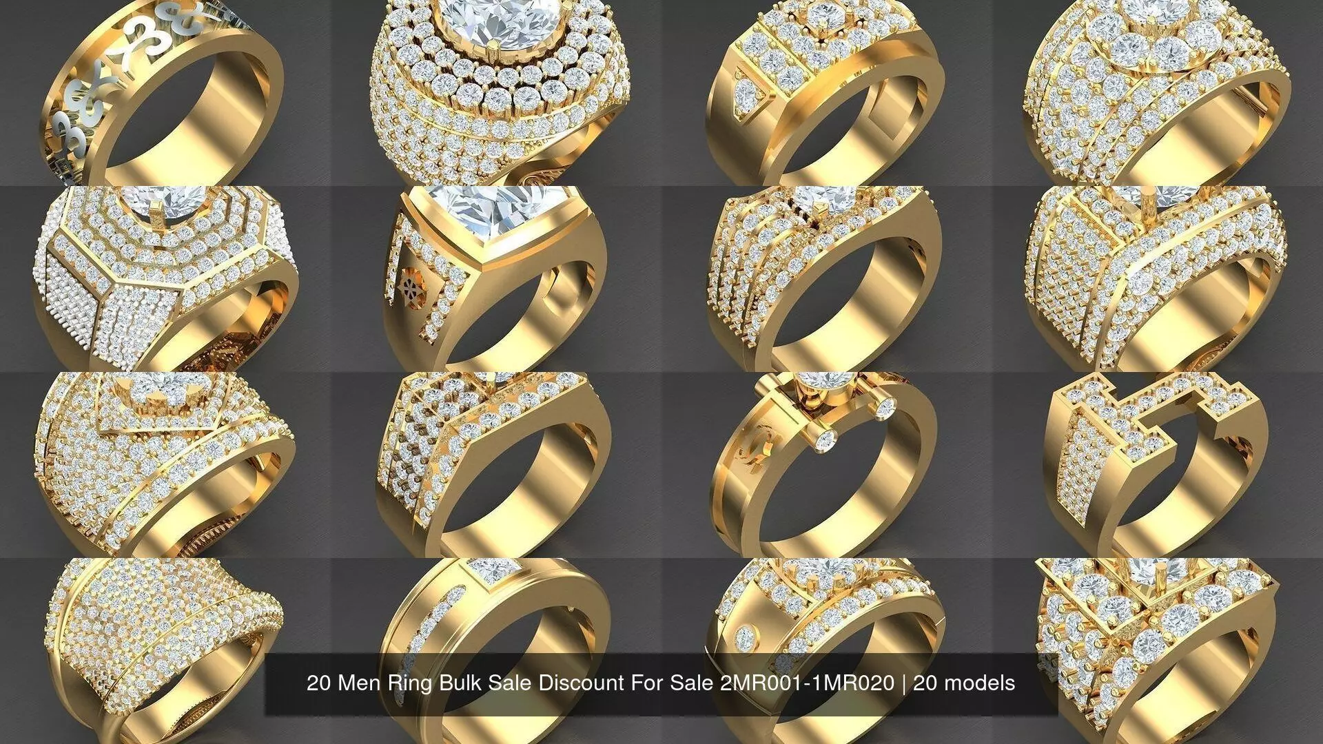 20 Men Ring Bulk Sale Discount For Sale 2MR001-2MR020 3D Model Collection_0