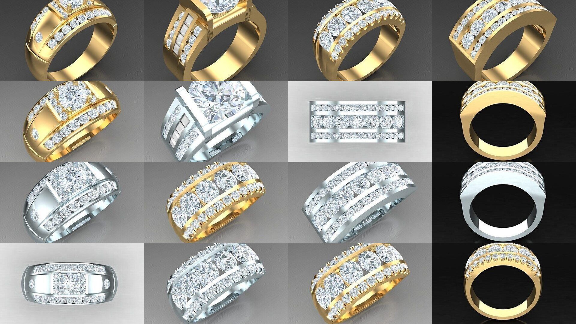 20 Men Ring Bulk Sale Discount For Sale 2MR001-2MR020 3D Model Collection_1