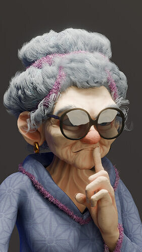 Stylized Granny NPC Cartoon-Style Elderly Woman Character Low-poly 3D model