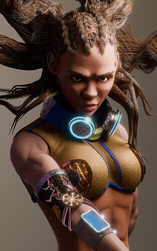 Cyber Ronin Zhara Futuristic Warrior Girl Low-poly 3D model