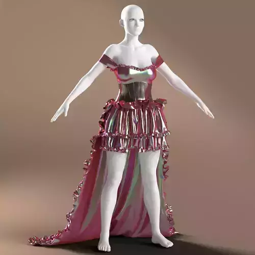 Iridescent Metallic Gown Digital 3D Garment