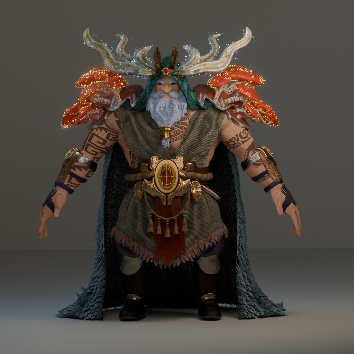 Ancient Forest Druid Stylized Boss Character Low-poly 3D model_3