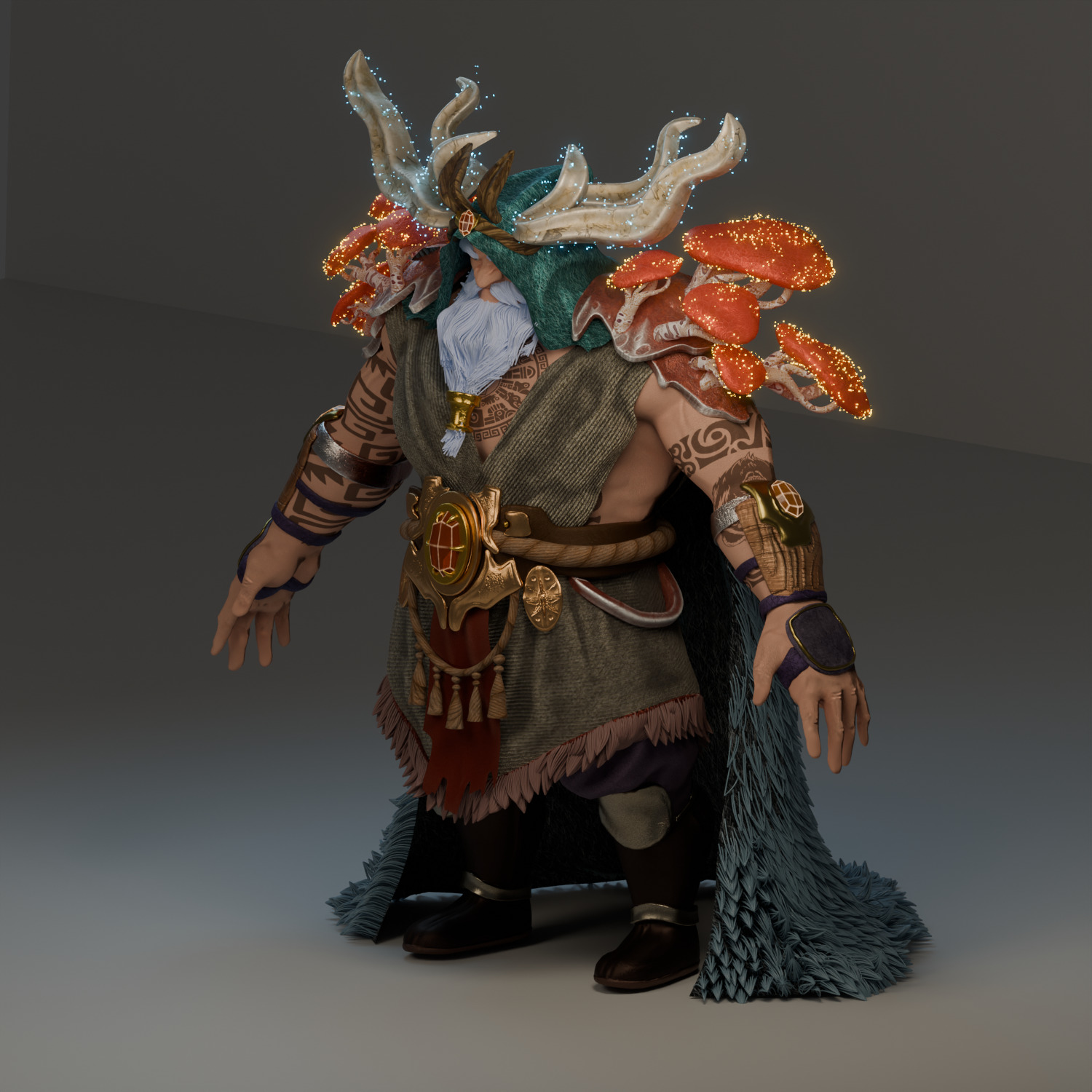 Ancient Forest Druid Stylized Boss Character Low-poly 3D model_6