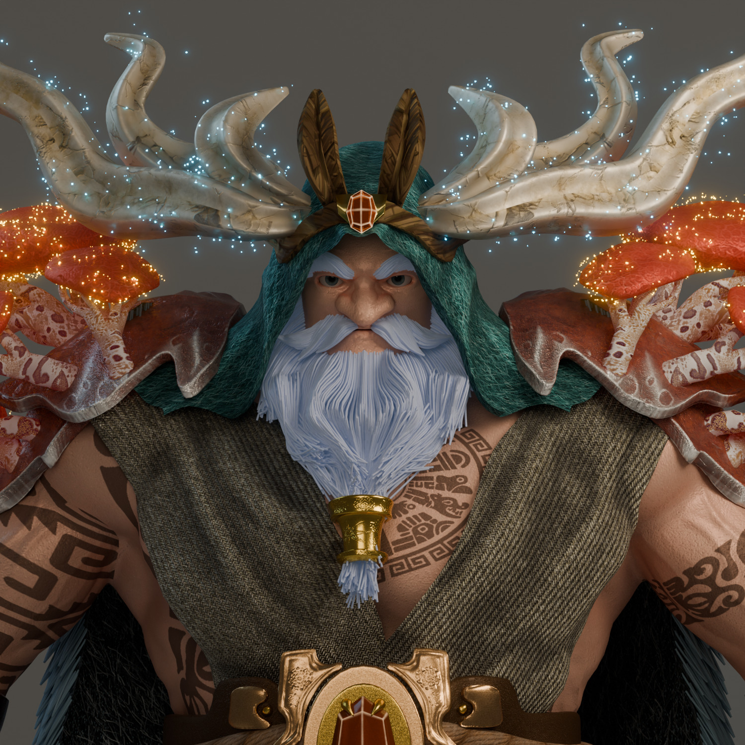 Ancient Forest Druid Stylized Boss Character Low-poly 3D model_1