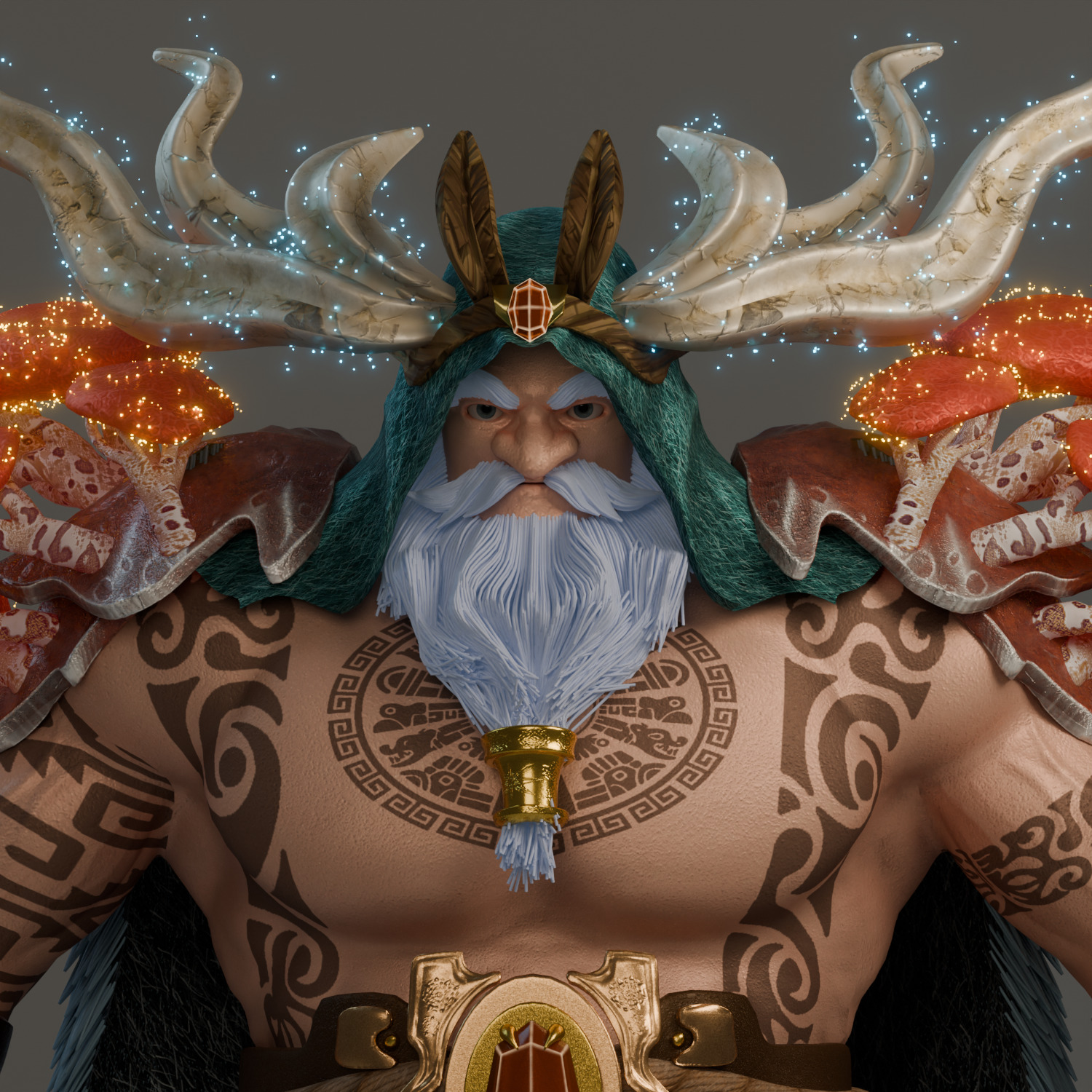 Ancient Forest Druid Stylized Boss Character Low-poly 3D model_2