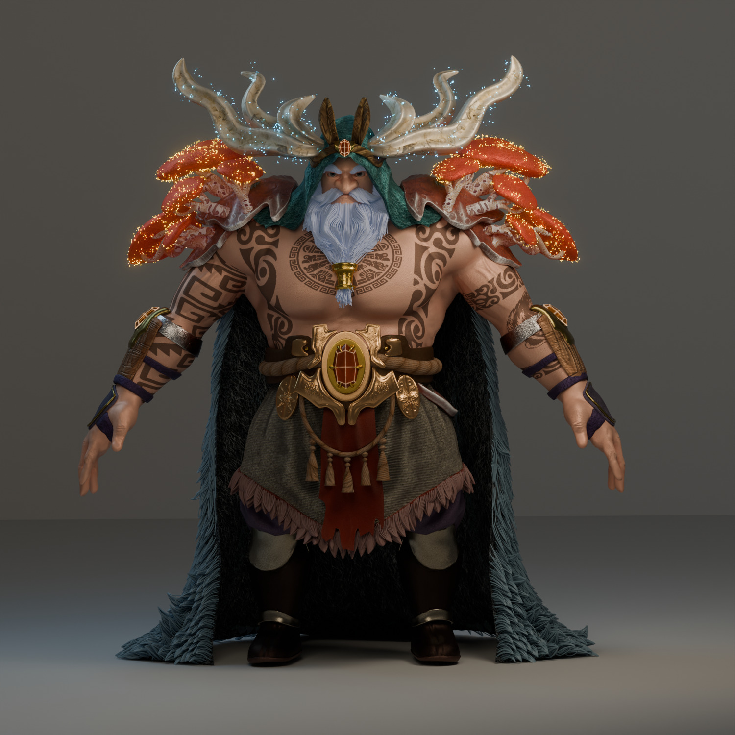 Ancient Forest Druid Stylized Boss Character Low-poly 3D model_4