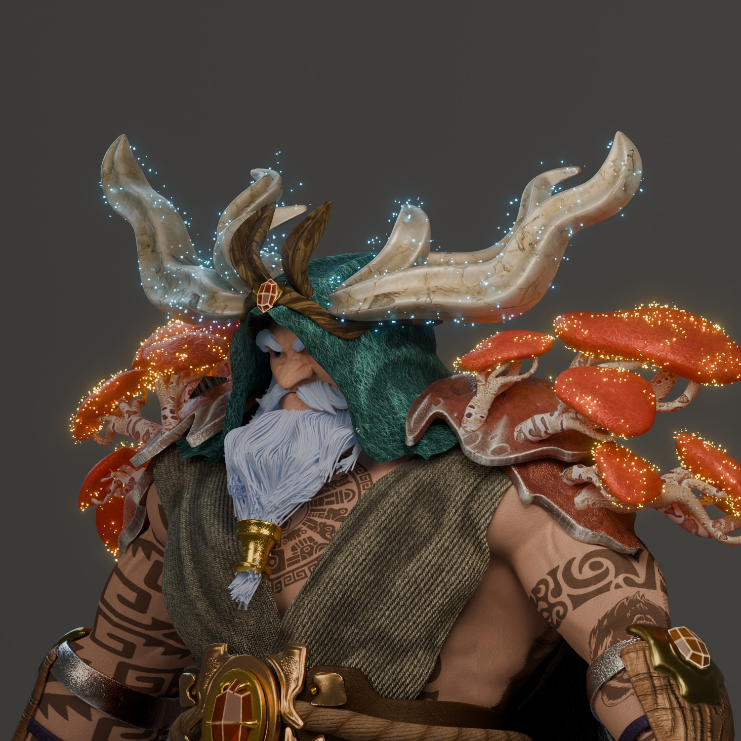 Ancient Forest Druid Stylized Boss Character Low-poly 3D model_5