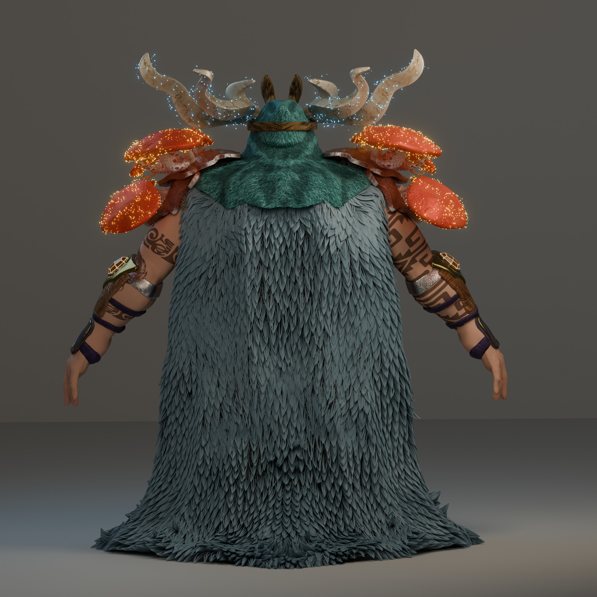 Ancient Forest Druid Stylized Boss Character Low-poly 3D model_9