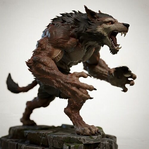 811  Ivory  Werewolf   Howling   3D Model  magic  witch 3D print model