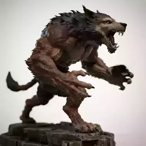811  Ivory  Werewolf   Howling   3D Model  magic  witch