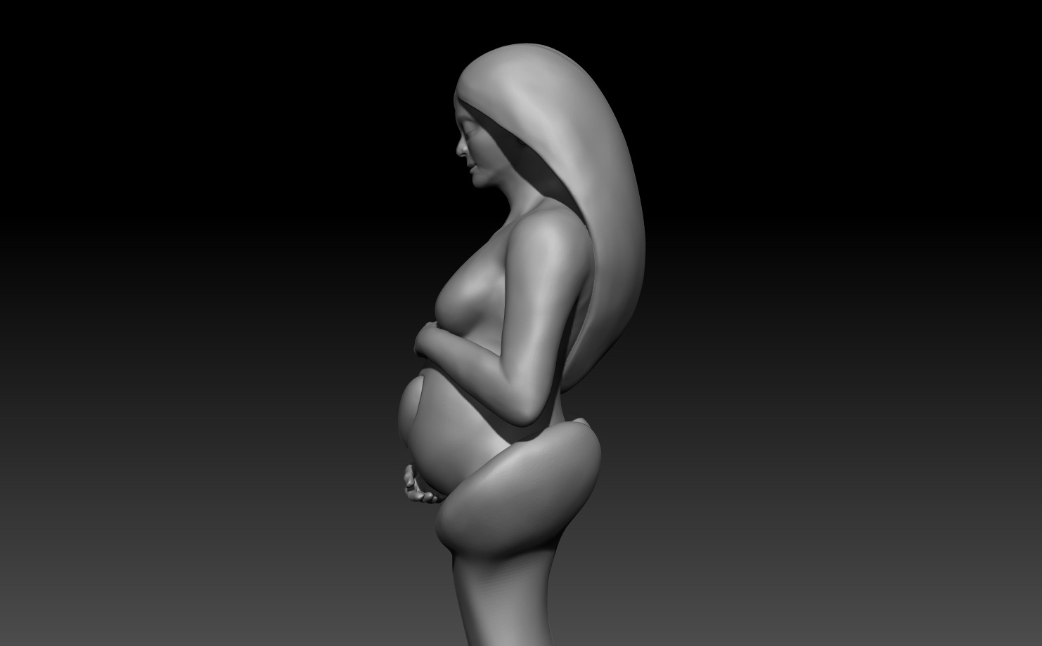 Pregnant Woman Sculpture 3D Printable Model 3D print model_1
