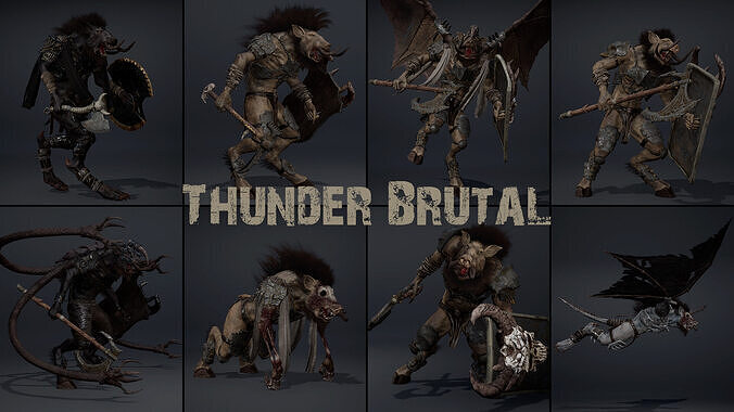 Thunder Brutal Warrior Low-poly 3D model