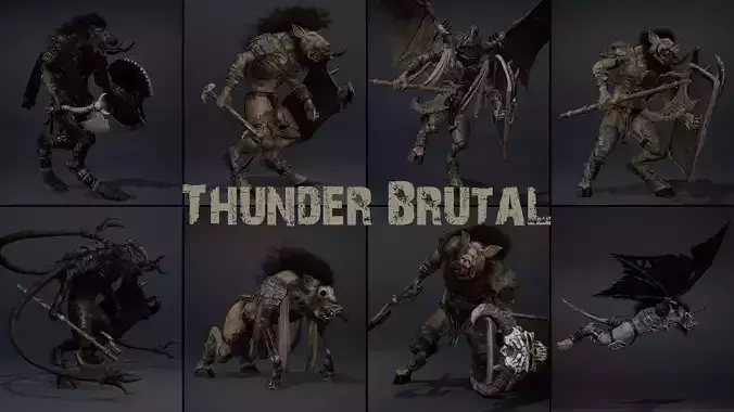 Thunder Brutal Warrior Low-poly 3D model