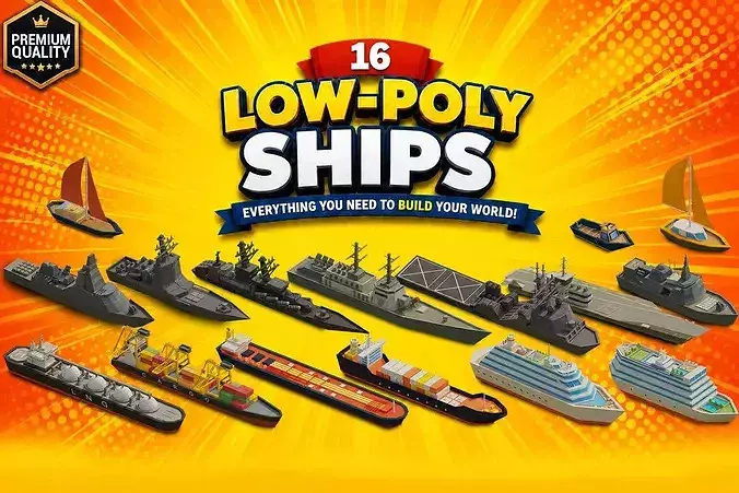 Houses- Buildings- Public Areas-Trees-Vehicles-Ships-Planes pack Low-poly 3D model 5