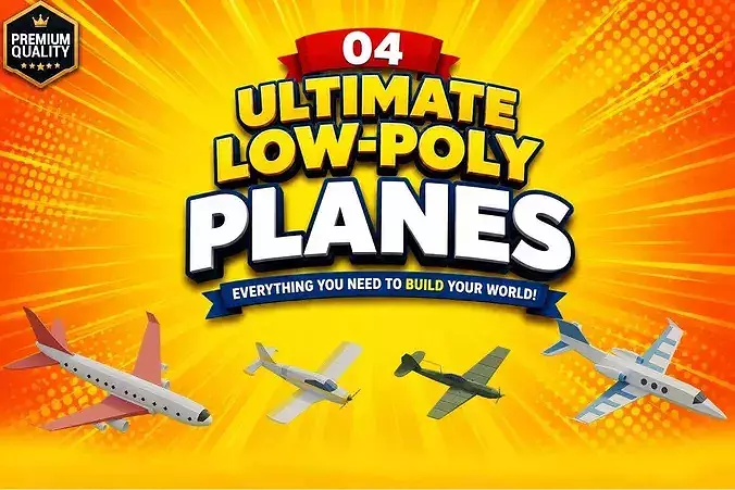 Houses- Buildings- Public Areas-Trees-Vehicles-Ships-Planes pack Low-poly 3D model 6