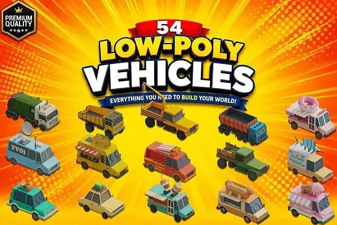 Houses- Buildings- Public Areas-Trees-Vehicles-Ships-Planes pack Low-poly 3D model 4
