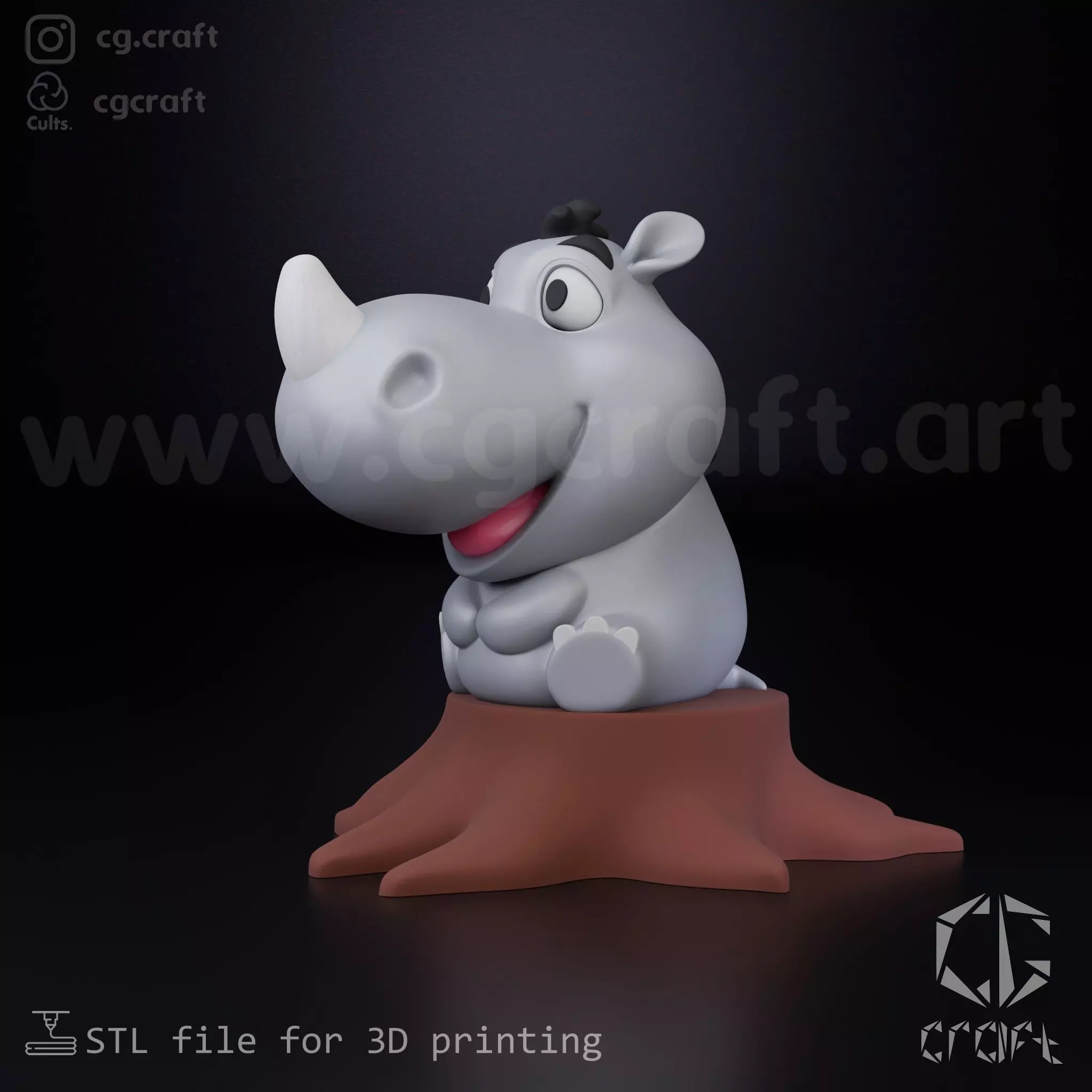Cute rhino 3D print model