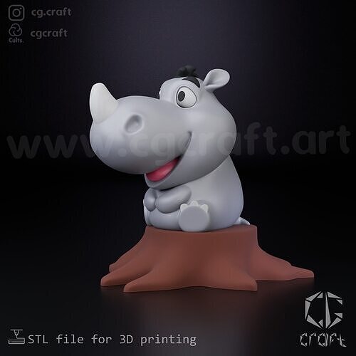Cute rhino  3D print model
