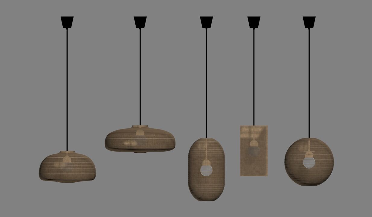 Minimalist Pendant Light 3D Model Set 3D model_1