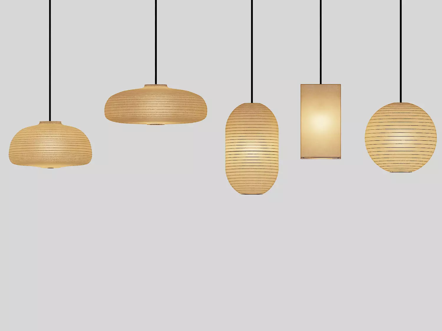 Minimalist Pendant Light 3D Model Set 3D model_0