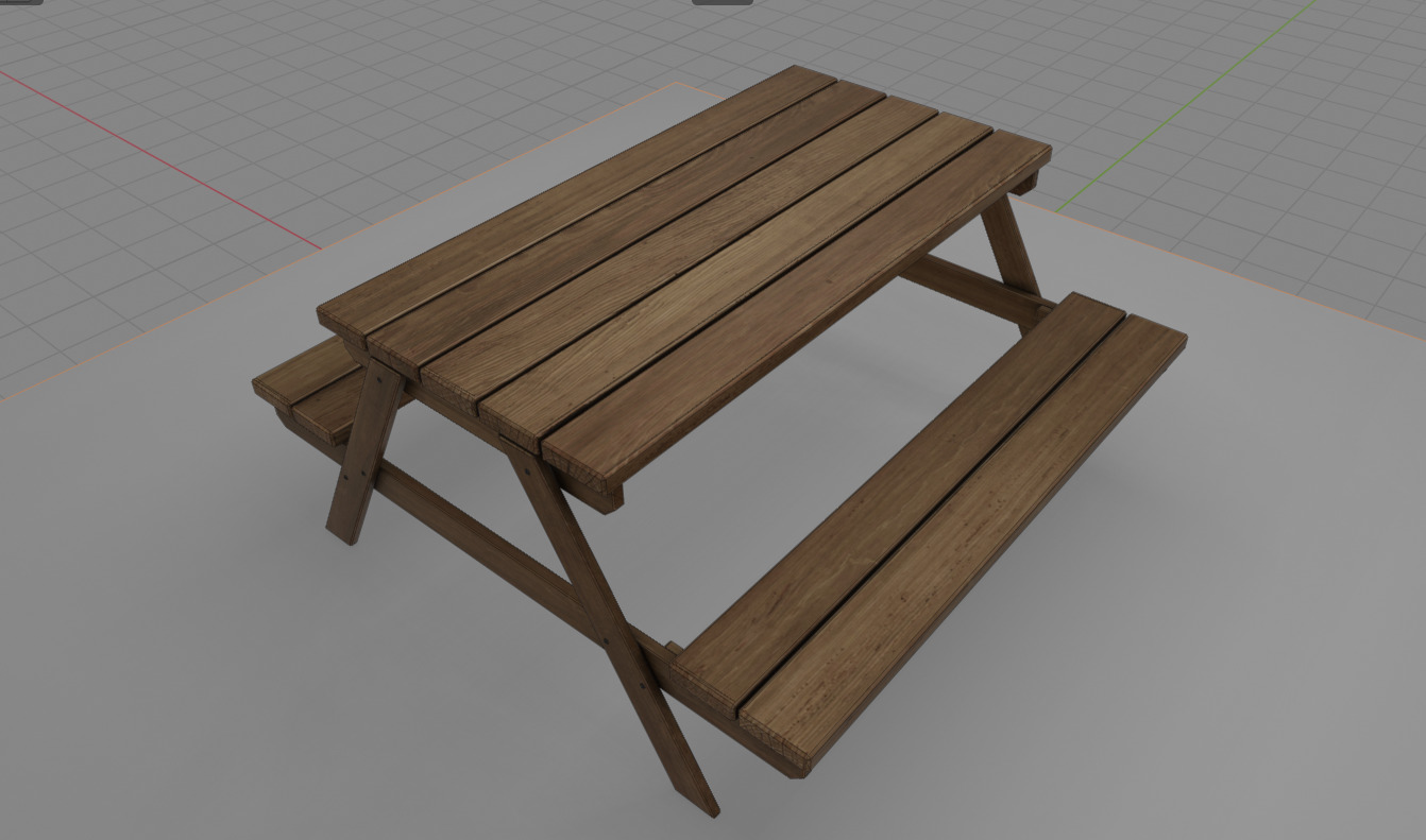 Realistic Wooden Picnic Table 3D Model PBR Textured Low-poly 3D model_2
