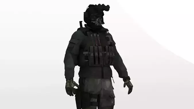 Spec Ops Soldier Rigged Low Poly Game-Ready Low-poly 3D model