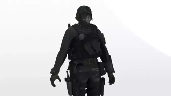 Tactical Spec Ops Soldier High-Quality Rigged  Low-poly 3D model