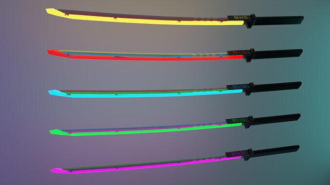 Cyber Katana  Low-poly 3D model