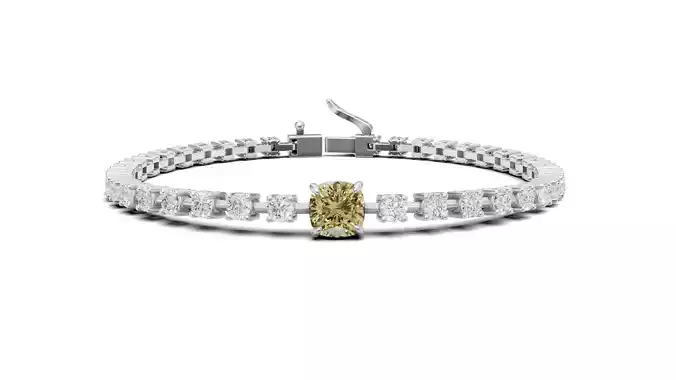 Tennis Bracelet with Cushion Center Stone