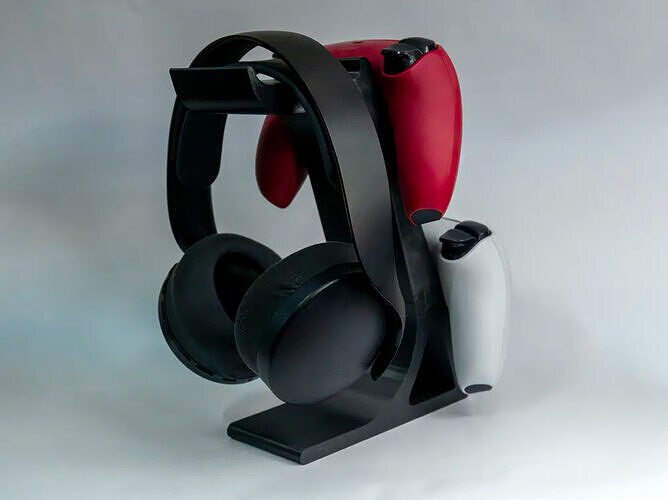 Ergonomic Multi-Tier 3D Printed Headphone and Controller Stand 3D print model