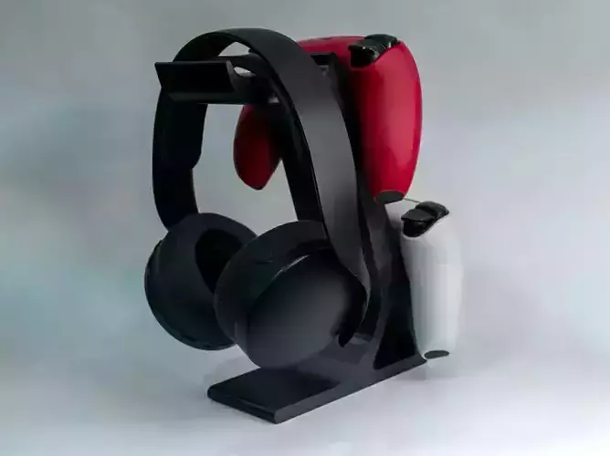 Ergonomic Multi-Tier 3D Printed Headphone and Controller Stand 3D print model