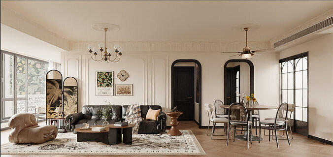 French-style vintage dining room 3D model