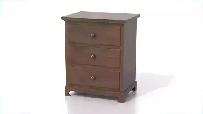 Vintage Wooden Nightstand Low-poly 3D model